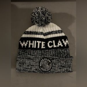 White Claw winter hat ribbed pom beanie